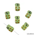 Hand-painted green bear ceramic animal beads 12x18mm for DIY jewelry making accessories - Bear Style / 12x18mm (1.5mm Hole) / Green