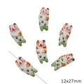 Cute hand-painted cat shaped ceramic beads 12x27mm for DIY handmade jewelry crafts - 小鱼猫 / 12x27mm (1 Piece/Pack) / Brown