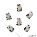 Hand-painted ceramic panda beads for DIY jewelry making, 11x16mm size - 竹叶小熊 / 11x16mm (1 Piece/Pack) / White