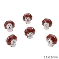 Hand-painted brown and white ceramic lion head beads for DIY jewelry, 14x16mm - Lion / 14x16mm (1 Piece/Pack) / White Coffee