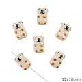 Hand-painted ceramic bear animal beads 12x18mm for DIY jewelry making and bracelet accessories - Teddy Bear / 12x18mm (1 Piece/Pack) / Beige
