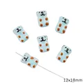 Hand-painted 12x18mm light blue cat-bear ceramic beads for DIY jewelry craft projects - Teddy Bear / 12x18mm (1 Piece/Pack) / Blue