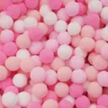 Variety of soft pink and white polyester pom poms for DIY crafts and creative decorations - 50 Pieces / Pink Series / 2.0cm