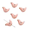 Six pink hand-painted ceramic bird beads for DIY jewelry making, bracelets and charms - Pigeon / 20x14mm (1 Piece) / Pink with White Tail
