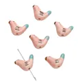 Hand-painted bird shaped ceramic beads for DIY jewelry making and bracelet decoration - Pigeon / 20x14mm (1 Piece) / Pink with Green Tail