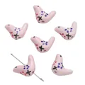 Hand-painted pink bird ceramic beads for DIY jewelry making accessories. Perfect for beads. - Pigeon / 20x14mm (1 Piece) / Pink Polka Dots