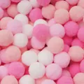 Assorted soft pink and white polyester pompoms for DIY creative crafts and decorations - 20 Pieces Set / Pink Series / 3cm