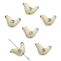 Hand-painted cream ceramic bird beads for DIY jewelry making, bracelets and crafts - Pigeon / 20x14mm (1 Piece) / Yellow with Green Tail