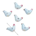 Hand-painted light blue bird shaped ceramic beads for DIY jewelry and bracelet making - Pigeon / 1 Piece/Pack (20x14mm) / Blue with Pink Tail
