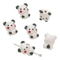 Adorable hand-painted white ceramic panda beads for DIY jewelry making and crafts - Bear / 1 Piece/Pack (16x19mm) / White with Green Ears
