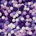 Soft assorted purple lavender and white polyester pompoms for DIY crafts and decor - 100pcs Pack / Purple Series / 1.5cm