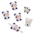 Hand-painted white bear ceramic beads for DIY jewelry making and handmade crafts - Teddy Bear / 16x19mm (1 Piece/Pack) / White (Blue Ears)