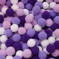 Soft purple and white polyester pom poms for creative DIY craft jewelry and decorations - 30Pcs Pack / Purple Series / 2.5cm
