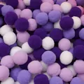 Set of purple lavender and white polyester plush pom poms for DIY craft decorations - 20 Pieces Set / Purple Series / 3cm