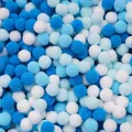 Mixed blue and white polyester decorative pompoms for DIY kids crafts and jewelry accessories - 100pcs Pack / Blue Series / 1.5cm