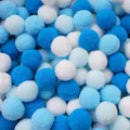 A mixture of soft blue and white polyester pompoms for DIY creative crafts and decorations - 20 Pieces Set / Blue Series / 3cm