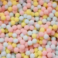Colorful polyester pom poms in pastel pink, yellow and blue for DIY craft projects - 100pcs Pack / Light Mixed Theme / 1.5cm