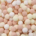 Soft polyester pom-poms in white, yellow, and pink colors for DIY crafts - 30Pcs Pack / Milk Tea Colors / 2.5cm