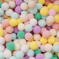 Bulk pack of soft colorful polyester pompoms in mixed pastel shades for DIY creative crafts - 50 Pieces / Macaron Series / 2.0cm