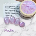 Purple rainbow cat-eye press-on nails in shade #06 with mirror finish. - No.06
