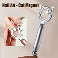 Professional double-headed cat eye nail magnet tool with ring and ball for nail art - No. 57 Silver White / Silver White
