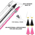 Professional nail dotting pen set with self-adhesive wax tips and replacement heads - 14 Piece Set / Colorful