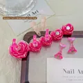 Aurora roze hart roos nail art oefenstandaard met magnetische houders voor display - Basis + 5 nageltip houders / Rozerood