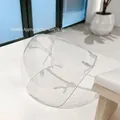 Detail view of clear anti-fog face shield for nail salons showing protective panel - Transparent Style / 1 Piece