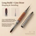 Pennello per nail art professionale a doppia punta con manico in legno di sandalo - Pennello Costruttore Lungo + Liner / Confezione Singola
