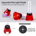 Red transparent nail lamp shield with dimensions and cross-hole rubber ring accessory - Upgraded Open Light Shield