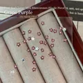 Prachtige druivenpaarse en zilveren bloemvormige 3D metalen nagelsteentjes, 4x4 mm - 4x4mm / Druivenpaars
