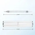Dual-ended nail art rhinestone picker wax pen with a 155mm clear acrylic storage case - White