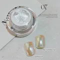 Aurora moonlight nail powder shade #07 Sunset shown on clear and white tea base nails - Sunset Glow (zqsp1054-07)