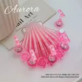 Soporte de exhibición de uñas de concha aurora rosa con soportes de rosas. - Base 6.7x1.1cm/Soporte 2.4x1.5cm / Concha Rosa