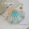 Soporte para uñas de concha de sirena aurora con soportes magnéticos - Base 6.7x1.1cm/Soporte 2.4x1.5cm / Concha Naranja Azul