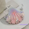Soporte de arte de uñas de concha de sirena aurora brillante con degradado de purpurina - Base 6.7x1.1cm/Soporte 2.4x1.5cm / Concha Azul y Rosa