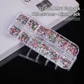 12-grid box of mixed colorful flat-bottom resin rhinestones for 3D nail art design - 12-Compartment Pack / Multicolor