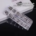 Mixed 12-grid transparent black flat-back resin rhinestones for 3D nail art design. - 12-Compartment Pack / Transparent Black
