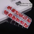 12-grid professional nail art set with red mixed shaped resin flat-back rhinestones - 12-Compartment Pack / Red