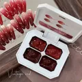 Professional 4-color vintage red solid nail gel palette for elegant gradient nail art designs - 4-Color Palette / Vintage Red Painting Gel