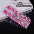 12-grid rose red mixed shape resin flatback rhinestones for nail art decoration - 12-Compartment Pack / Rose Red