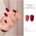 Professional deep red nail polish gel shade 12 shown on hand with glossy finish swatches - Translucent Nude (78#) / 15ml