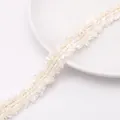 White polyester Chanel-style lace trim with gold thread for clothing DIY and crafts - 2 Gold Lines (GCL43) / 2cm Wide 1 Yard/Pack / White