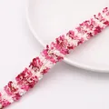 Pink and red multi-colored tweed lace trim for DIY clothing and hat accessories - 2 Gold Lines (GCL43) / 2cm Wide 1 Yard/Pack / Rose Red