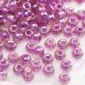 Small shiny purple glass seed beads with iridescent AB finish for DIY jewelry craft making. - Style #09 / 4mm (1mm Hole) 10g/Pack Approx. 150pcs