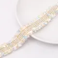 Pastel multicolor tweed lace trim with gold metallic thread for DIY clothing accessories - 4 Gold Lines (GCL43) / 3cm Wide 1 Yard/Pack / Teal