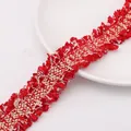 Elegant red and white tweed lace ribbon with gold thread for DIY clothing accessories - Red (GCL43) / 4 Gold Lines 3cm Width / Red