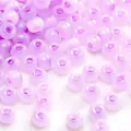 Macro shot of light purple translucent glass seed beads for DIY handmade jewelry crafting - Style #12 / 4mm (Aperture ~1mm) 10g/Pack ~150 Beads / Lavender