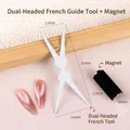 Double-headed French nail guide and magnet set for cat eye effects with size labels - Set