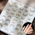 Traditional Dunhuang mural style gold-foiled nail stickers with 3D embossed floral patterns - imitpretty-028 French Style (032)